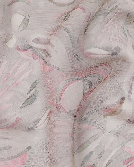 Blush Flora Synthetic Chiffon Fabric, Whimsical Pink Patterns, 110cm Wide - Buy in meters Online-D18117
