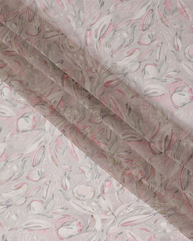 Blush Flora Synthetic Chiffon Fabric, Whimsical Pink Patterns, 110cm Wide - Buy in meters Online-D18117
