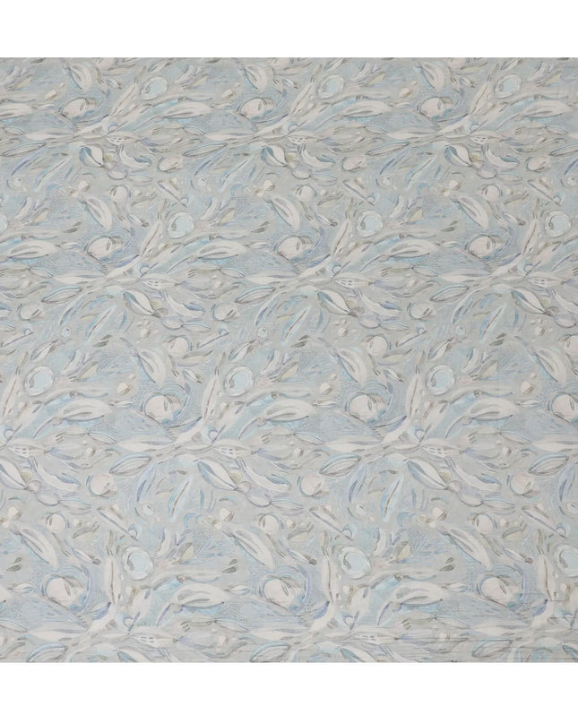 Serenity Blue Synthetic Chiffon Fabric, Elegant Feather Pattern, 110cm Wide - Shop Online for Crafts & Garments-D18118 Regal Fabrics