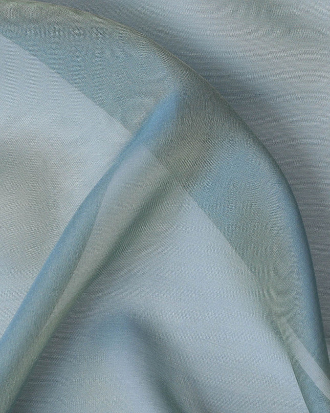 Misty Morning Blue Silk Chiffon Fabric - Buy in Meters Online, 110cm Wide, Premium South Korean Changent-D18146