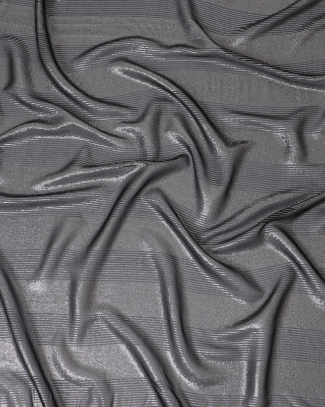 قماش شيفون حريري أسود فضي رائع مع لوريكس معدني - عرض 110 سم، لمعان فاخر، اشتري بالمتر Online-D18163