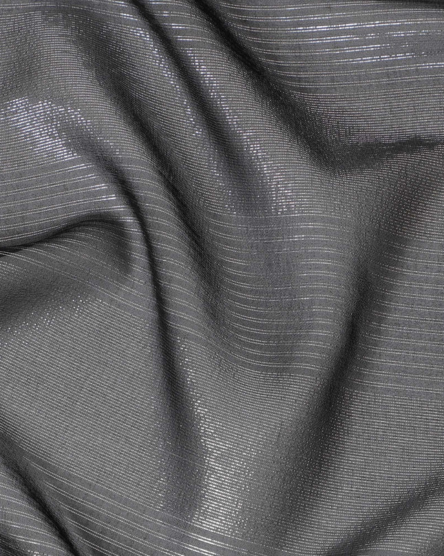 قماش شيفون حريري أسود فضي رائع مع لوريكس معدني - عرض 110 سم، لمعان فاخر، اشتري بالمتر Online-D18163