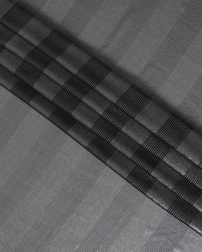 قماش شيفون حريري أسود فضي رائع مع لوريكس معدني - عرض 110 سم، لمعان فاخر، اشتري بالمتر Online-D18163