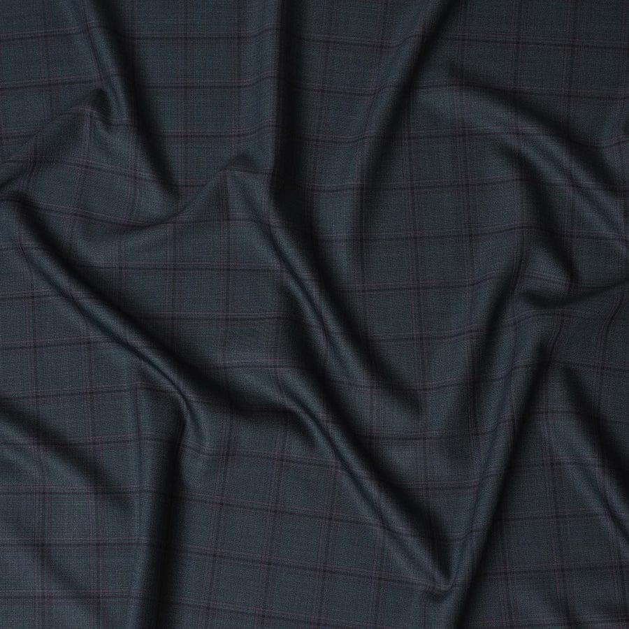 نسيج صوف أخضر بترولي متطور سوبر 130 - فحص إيطالي كلاسيكي، عرض 150 سم - D18242