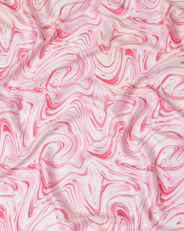 قماش ساتان صناعي مودال من Candy Swirl - أمواج وردية وبيضاء مرحة، بعرض 110 سم - شراء عبر الإنترنت بالمتر-D18342