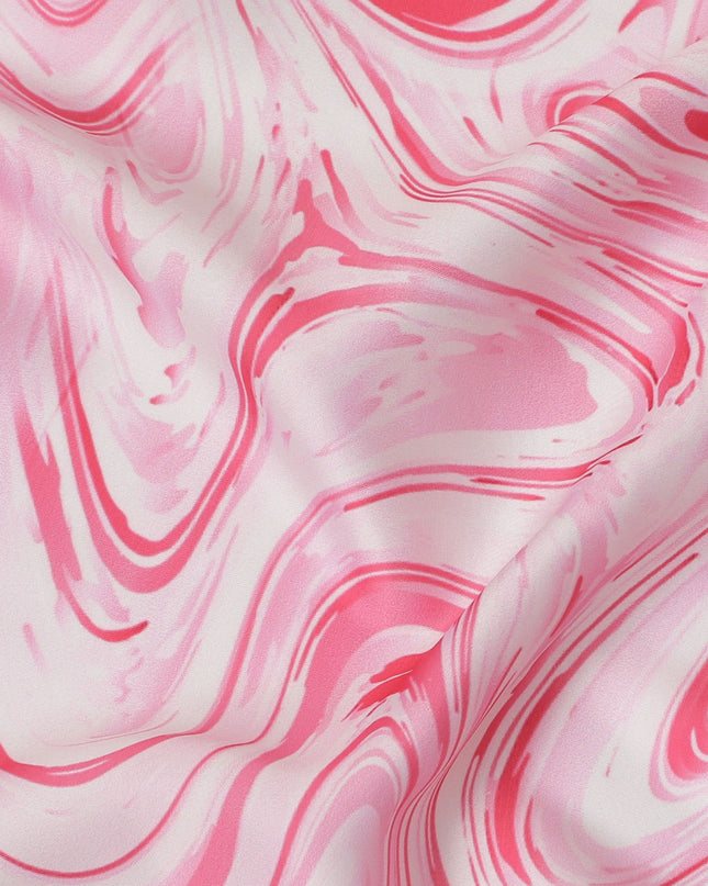 قماش ساتان صناعي مودال من Candy Swirl - أمواج وردية وبيضاء مرحة، بعرض 110 سم - شراء عبر الإنترنت بالمتر-D18342