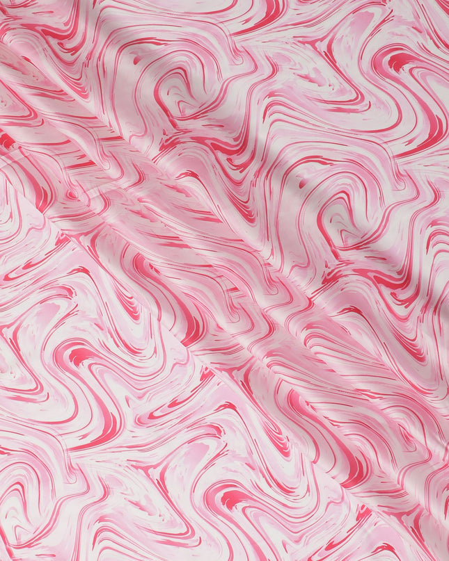 قماش ساتان صناعي مودال من Candy Swirl - أمواج وردية وبيضاء مرحة، بعرض 110 سم - شراء عبر الإنترنت بالمتر-D18342