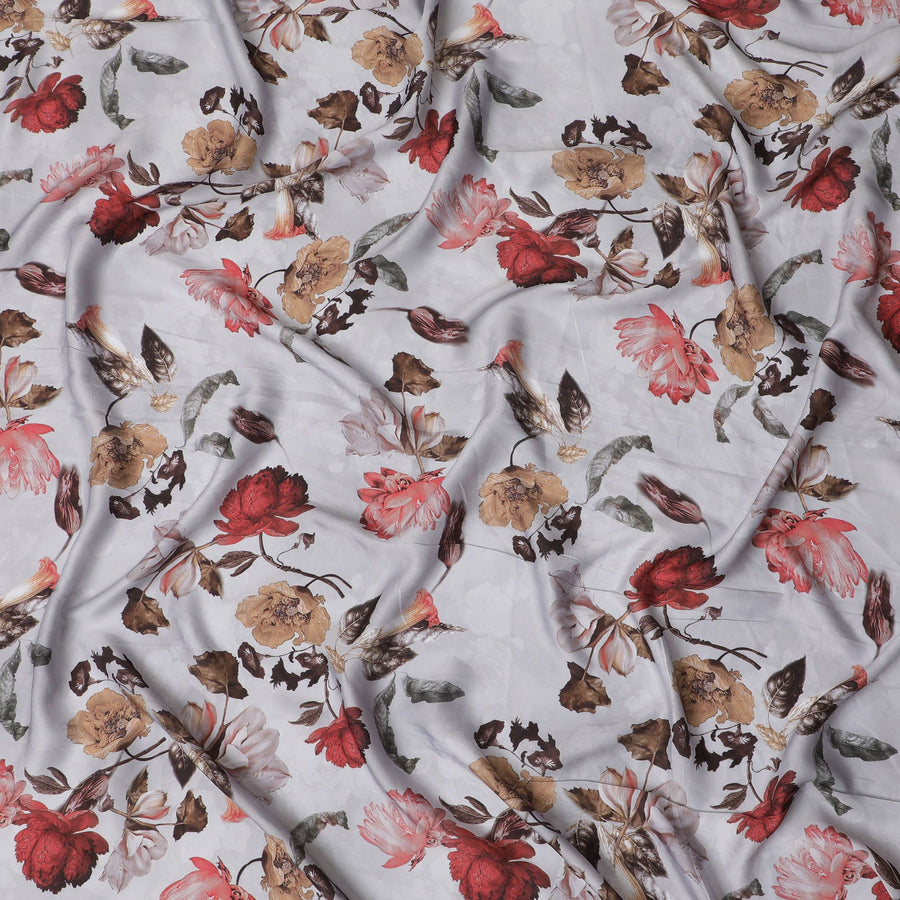 قماش ساتان صناعي مودال من الخريف بلوم - طباعة زهور ريفية، عرض 110 سم - شراء عبر الإنترنت في Meters-D18343