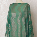 Majestic Jade Pure Silk Chiffon Fransawi Dirac Fabric - Silver Embellishments, 140cm Wide - Buy Online in 3.5 Mtr Piece-D18348 Regal Fabrics