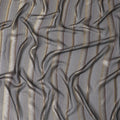 Black Molten Silver Pure Silk Chiffon Fransawi Fabric - Metallic Lurex Elegance, 110cm Wide - Buy Online-D18355
