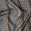Black Molten Silver Pure Silk Chiffon Fransawi Fabric - Metallic Lurex Elegance, 110cm Wide - Buy Online-D18355