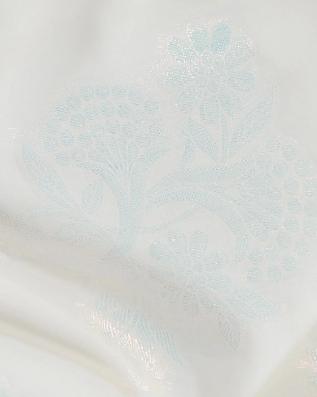 Elegant Iridescent White Floral Synthetic Chiffon Fabric - 110cm Width, Lightweight & Sheer, Perfect for Fashion Projects-D18408 Regal Fabrics