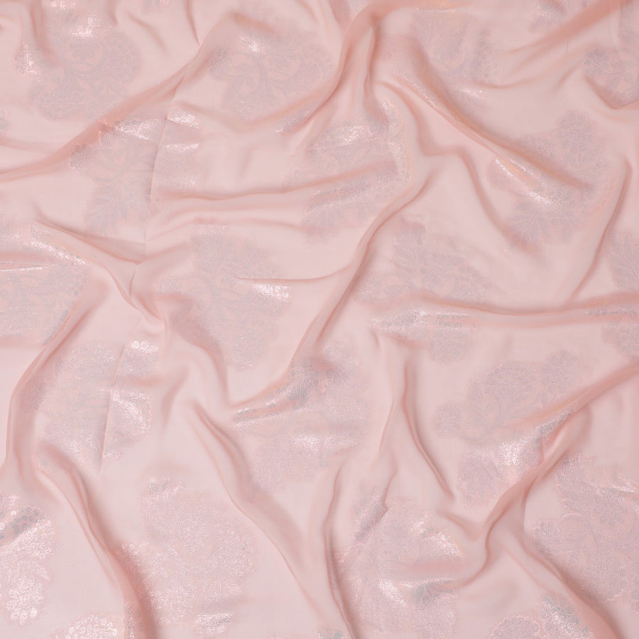 قماش شيفون صناعي فاخر مزين بالورود المغبرة - عرض 110 سم، ثنى ناعم، مثالي للملابس الأنيقة -D18409