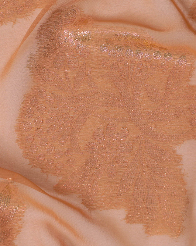 قماش شيفون صناعي بلون الشمبانيا المرجاني - عرض 110 سم، لمعان رائع، مثالي للثنيات الفاخرة -D18410