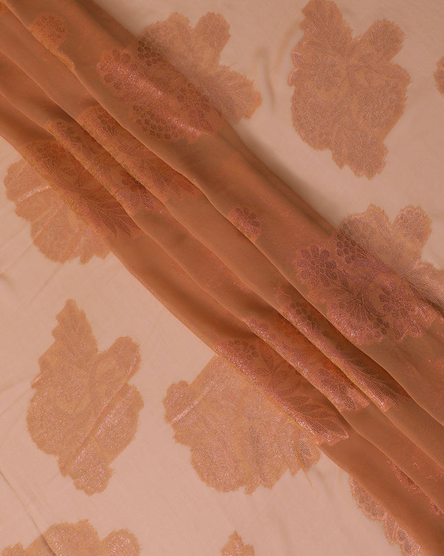 قماش شيفون صناعي بلون الشمبانيا المرجاني - عرض 110 سم، لمعان رائع، مثالي للثنيات الفاخرة -D18410