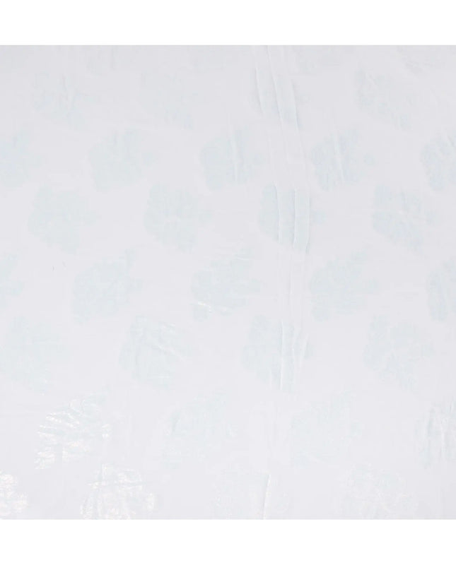 Pristine Ice Blue Floral Synthetic Chiffon Fabric - 110cm Wide, Delicate Frost Finish, Ideal for Graceful Attire-D18412 Regal Fabrics
