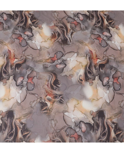 Artistic Printed Synthetic Modal Satin Fabric - Earthy Tones, 110cms-D18419