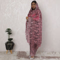 Dusty Rose Opulence Traditional Sudanese Thobe - French Lace with Stone Work, 110cm Width, 4.5 Mtrs Piece-D18462