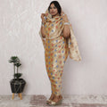 Luxury Gold Metallic Lurex French Silk Chiffon Thobe Fabric - 110cm Width, 4.5 Mtrs Piece-D18468 Regal Fabrics