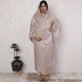 Dusty Rose Silk Chiffon Thobe Fabric with Gold Lurex Detailing - 110cm Wide, 4.5 Mtrs Piece-D18470