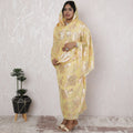 Golden Yellow Silk Chiffon Thobe Fabric with Metallic Lurex - Elegant Traditional Design, 110cm Wide-4.5 Mtrs Piece-D18471