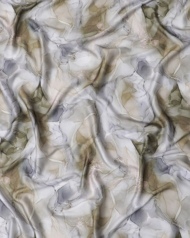 Ethereal Marble Swirl Modal Satin Fabric - 110cm Wide, Luxurious Textile from India-D18523 Regal Fabrics