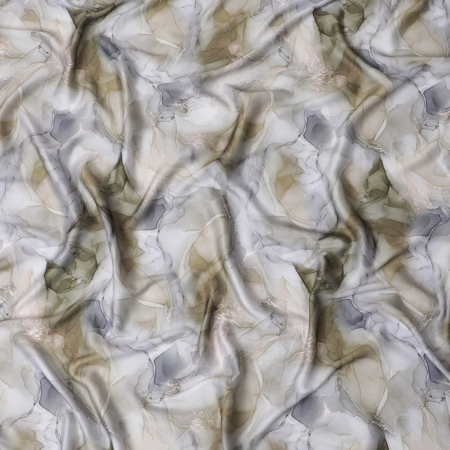 Ethereal Marble Swirl Modal Satin Fabric - 110cm Wide, Luxurious Textile from India-D18523 Regal Fabrics