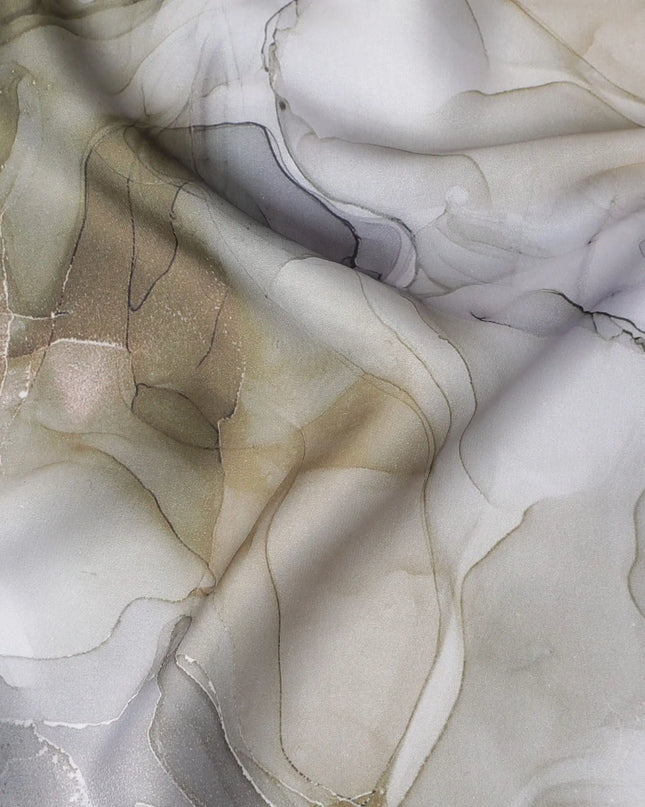 Ethereal Marble Swirl Modal Satin Fabric - 110cm Wide, Luxurious Textile from India-D18523 Regal Fabrics