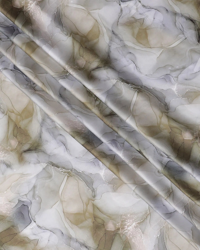 Ethereal Marble Swirl Modal Satin Fabric - 110cm Wide, Luxurious Textile from India-D18523 Regal Fabrics