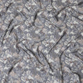 Serene Meadow Floral Modal Satin Fabric - 110cm Wide, Soft Gray Botanical Print from India-D18527 Regal Fabrics