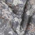 Serene Meadow Floral Modal Satin Fabric - 110cm Wide, Soft Gray Botanical Print from India-D18527 Regal Fabrics