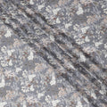 Serene Meadow Floral Modal Satin Fabric - 110cm Wide, Soft Gray Botanical Print from India-D18527 Regal Fabrics