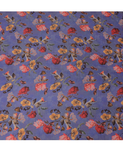 Regal Blossom Modal Satin Fabric - 110cm Wide, Bold Floral Elegance from India-D18529