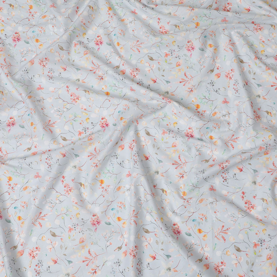 قماش فوال قطني نباتي رقيق - عرض 110 سم، طباعة الربيع من الهند-D18531