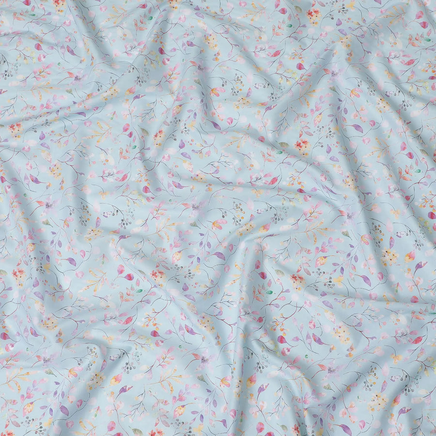 Spring Whisper Cotton Voile Fabric - 110cm Wide, Pastel Botanical Print from India-D18532 Regal Fabrics