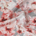 Cherry Blossom Cotton Satin Fabric - 110cm Wide, Romantic Blush Print from India-D18540