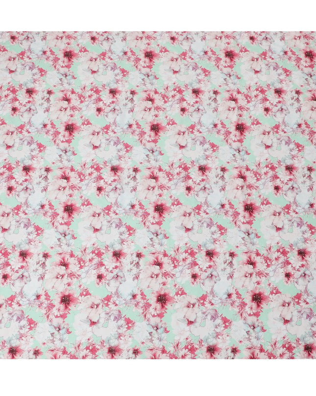 Mint Freshness Cotton Satin Fabric - 110cm Wide, Soft Floral Print from India-D18541 Regal Fabrics