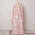 Luxurious Blush Pink Silk Chiffon Somali dirac Fabric with metallic lurex and Exquisite AppliquÃ© - 140cm x 3.5 Mtrs-D18495