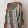 Midnight Ember Silk Chiffon Somali dirac Fabric with Metallic Florals - 140cm x 3.5 Mtrs-D18503