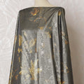 Charcoal Elegance Silk Chiffon Somali dirac Fabric with Golden Motifs - 140cm x 3.5 Mtrs-D18504