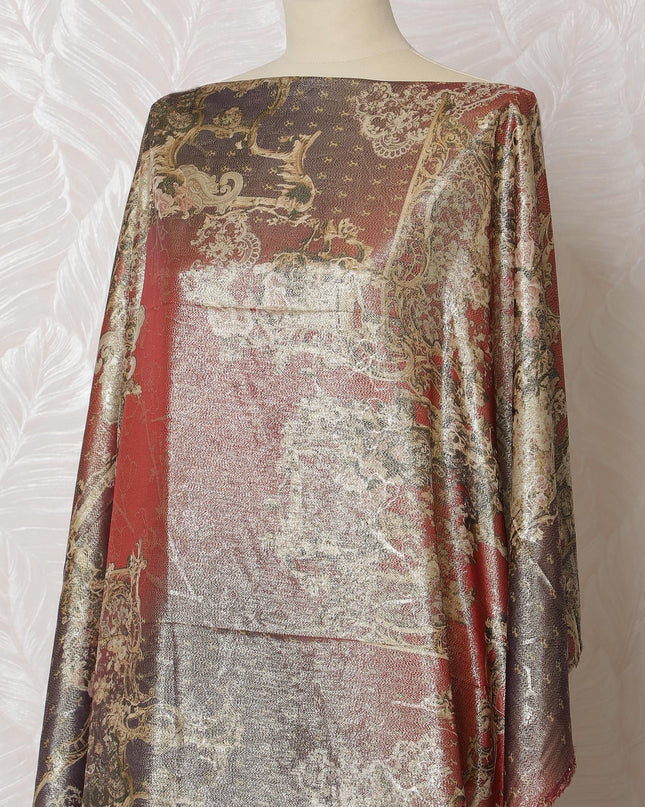 Rustic Tapestry Silk Chiffon Somali dirac Fabric with Gilded Accents - 140cm x 3.5 Mtrs-D18507