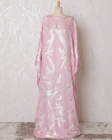 قماش ديراك صومالي من الشيفون الحريري من Pink Whisper مع لمسات من اللوريكس - 140 سم × 3.5 متر -D18508