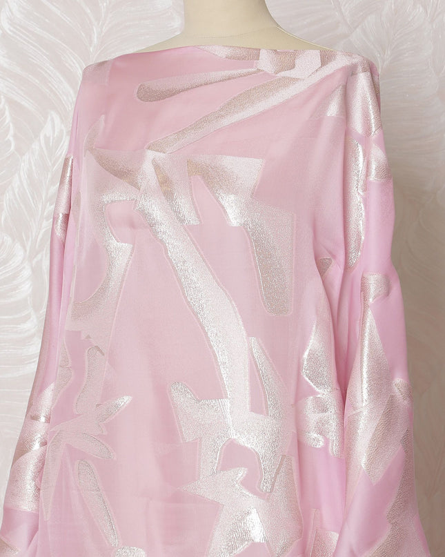 Pink Whisper Silk Chiffon Somali dirac Fabric with Lurex Accents - 140cm x 3.5 Mtrs-D18508