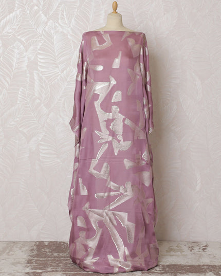 قماش لافندر دريم حرير شيفون صومالي ديراك مع لوريكس فضي - 140 سم × 3.5 متر -D18509