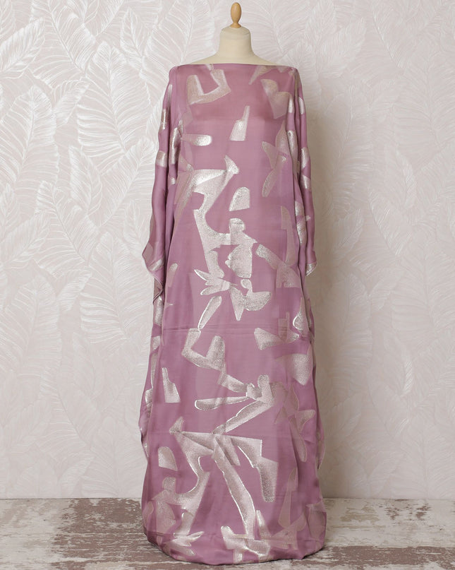 قماش لافندر دريم حرير شيفون صومالي ديراك مع لوريكس فضي - 140 سم × 3.5 متر -D18509