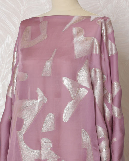 قماش لافندر دريم حرير شيفون صومالي ديراك مع لوريكس فضي - 140 سم × 3.5 متر -D18509