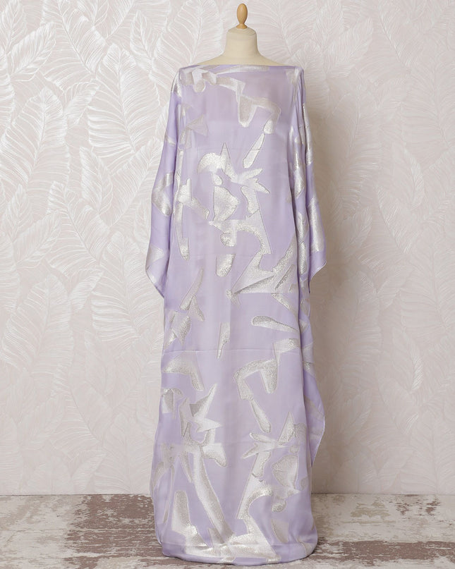 Lilac Luxe Silk Chiffon Somali dirac Fabric with Silver Lurex Swirls - 140cm x 3.5 Mtrs-D18510