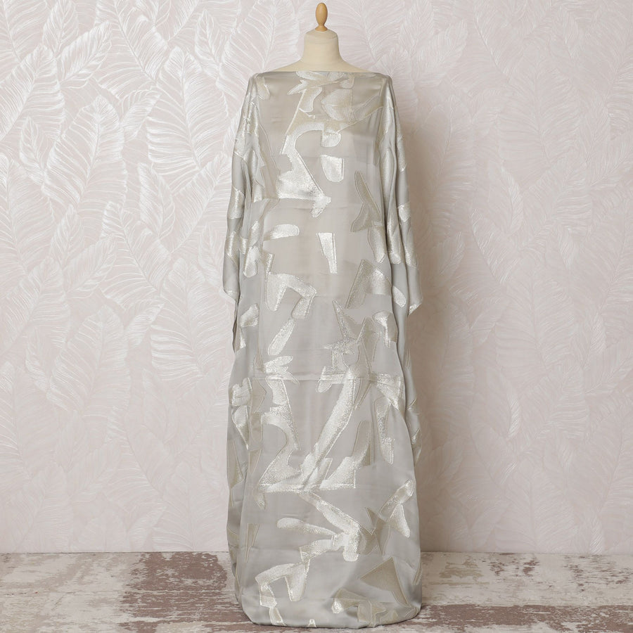 Moonlit Shimmer Silk Chiffon Somali dirac Fabric with Silver Lurex - 140cm x 3.5 Mtrs-D18511
