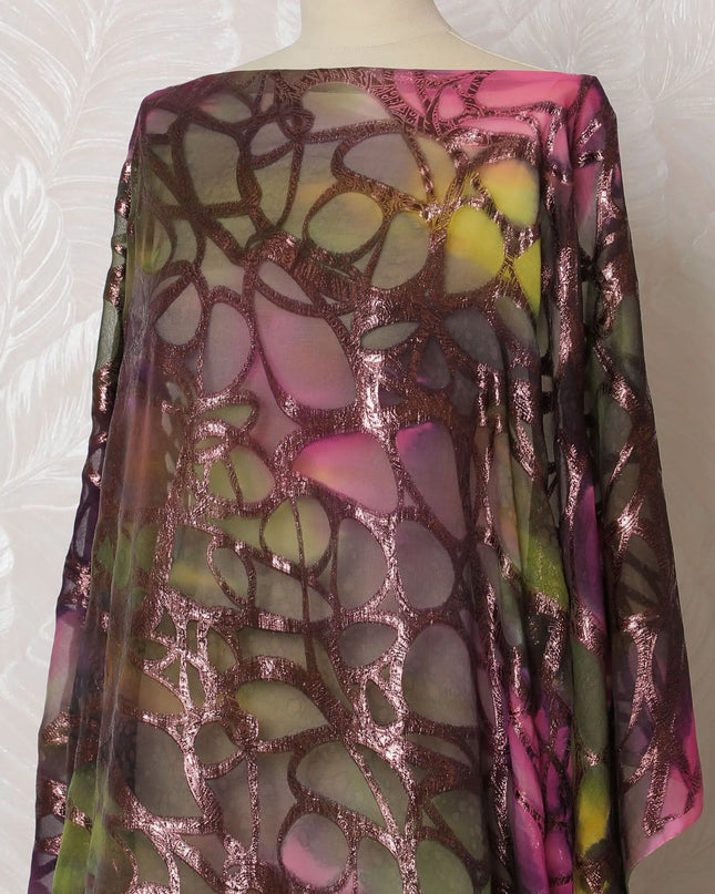 Majestic Plum Silk Chiffon Somali dirac with Glimmering Lurex Accents - 140cm Wide, Opulent 3.5 Mtrs Piece Crafted in South Korea-D18516 Regal Fabrics