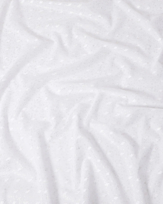 White cotton voile fabric with gold foil and jacquard in abstract design-D15746 Regal Fabrics
